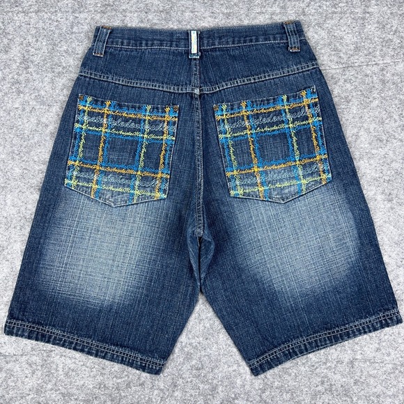 VTG Paco Jean Shorts Mens 30 Blue‎ Denim Jorts Embroidered Skater Baggy 90s Y2K - Picture 1 of 12